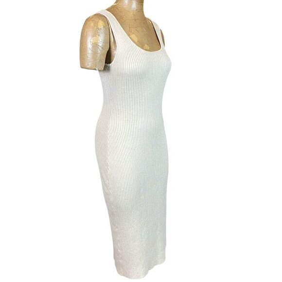 Hippie Rose Ribbed Knit Sleeveless Dress Slit Buttons Sz L Oatmeal Beige #281L - Picture 3 of 10